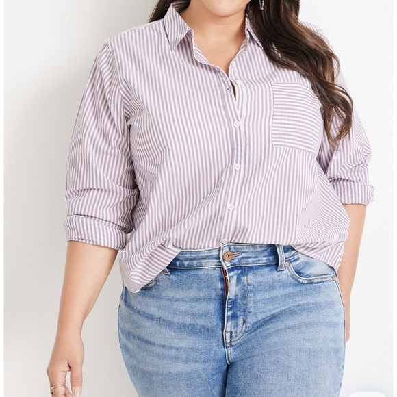 Maurices Lavender and White Striped Blouse - Picture 3 of 3